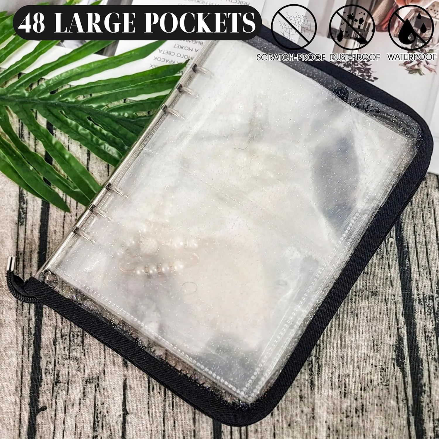 Bracelet Holder Travel Jewelry Organizer Case Transparent Jewelry Storage Book for Earring Necklace Ring with Small Clear Zippered Pouch