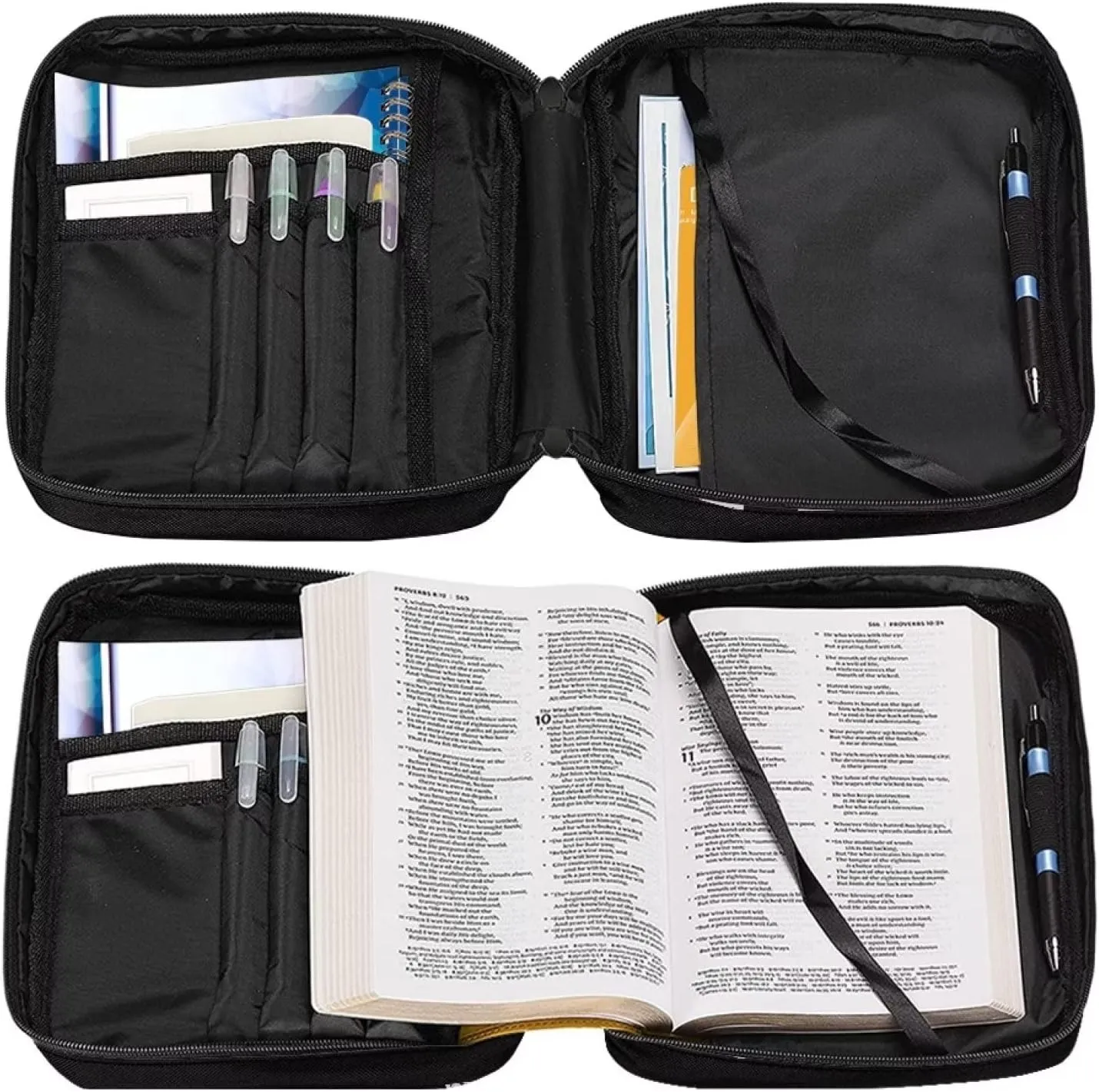Brazil Flag Bible Cover Bag with Handle Pockets Tote Carrying Book Durable Protective Handbag Pouch