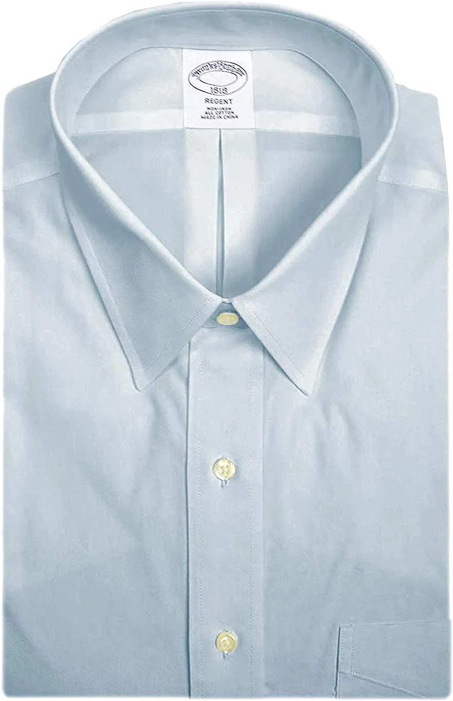 Brooks Brothers Mens Regent Fit Non Iron 100% Cotton Pocket Dress Shirt Chambray Light Blue (15 Neck 34/35 Sleeves)