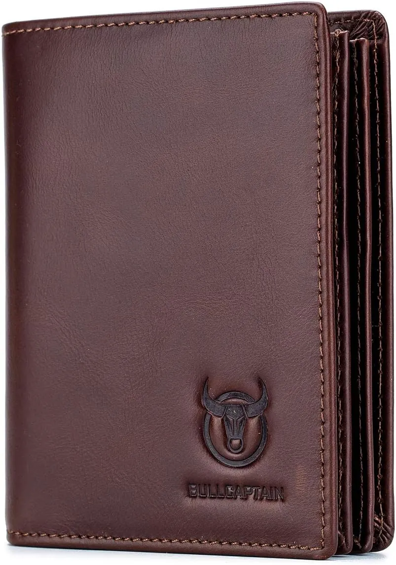 BULLCAPTAIN Large Capacity Genuine Leather Bifold Wallet/Credit Card Holder for Men with 15 Card Slots QB-027
