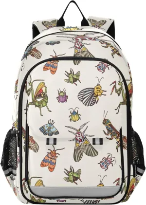 Butterfly Grasshoppers Bugs Insect Backpack Lightweight Bookbag Travel Laptop Backpack College School Computer Bag with Reflective Stripes