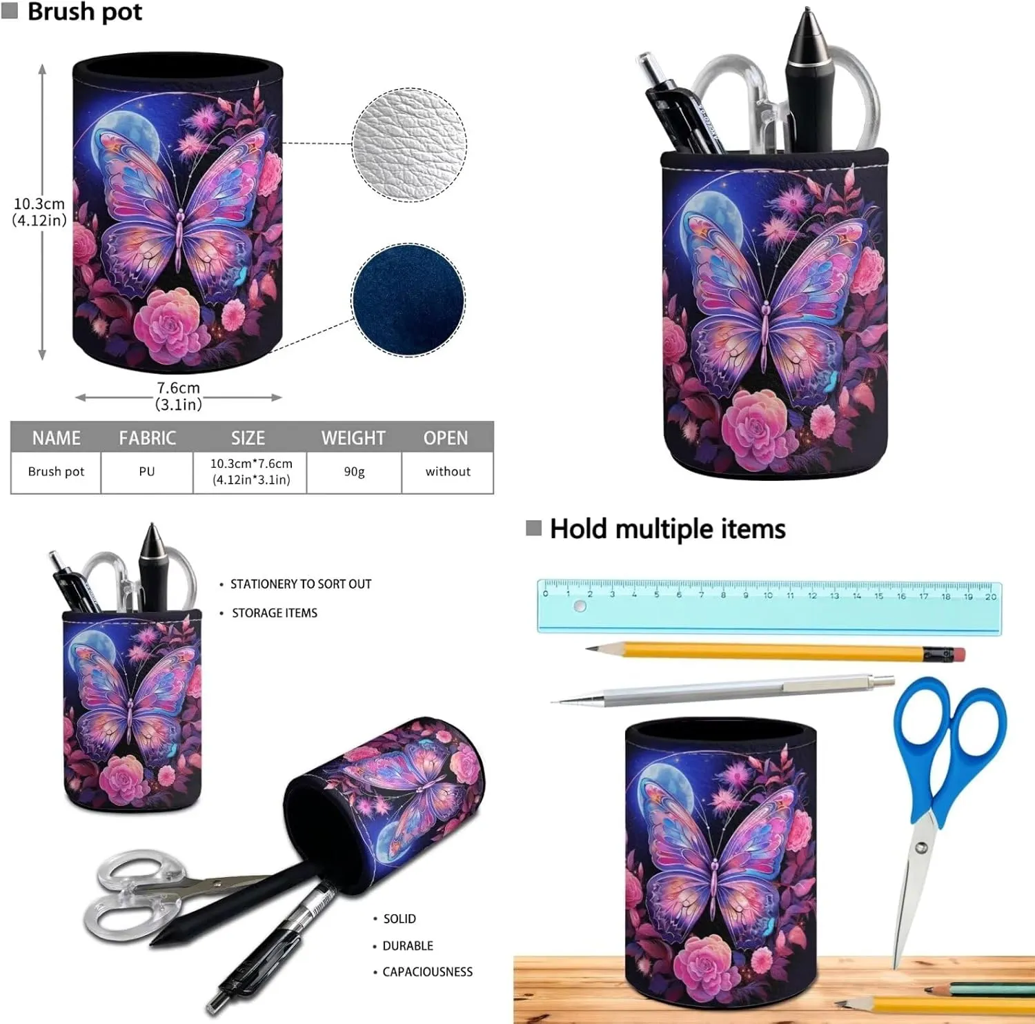 Butterfly Schoolbag for Girls Boys Children School Backpack 4pcs Set Moon Bookbag Insulated Lunchbag Crossbody Water Bottle Holder Bag for Preschool Kindergarten Primary Students