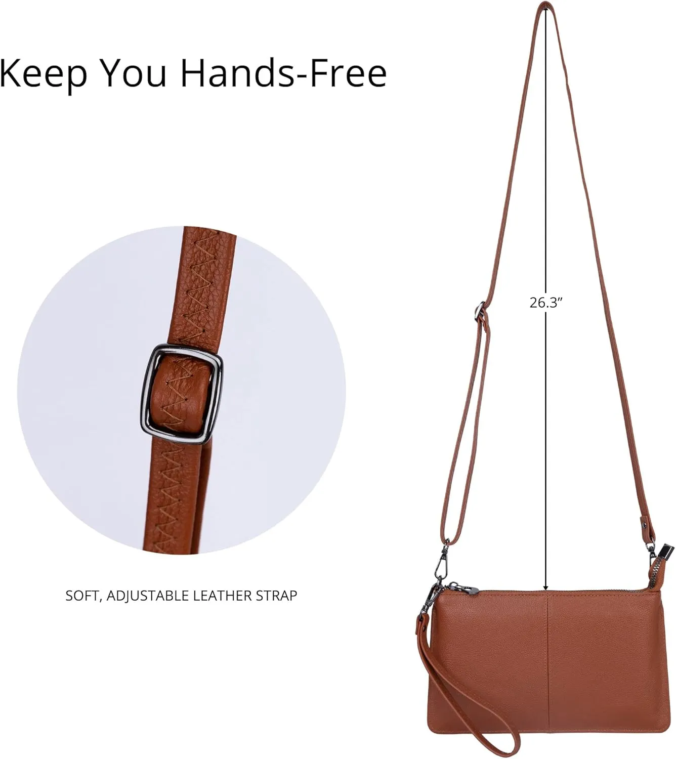 Bveyzi Genuine Leather Wristlet Purses for Women, Envelope Clutch Wallet Small Crossbody Bags for Dressy Evening
