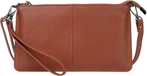 Bveyzi Genuine Leather Wristlet Purses for Women, Envelope Clutch Wallet Small Crossbody Bags for Dressy Evening