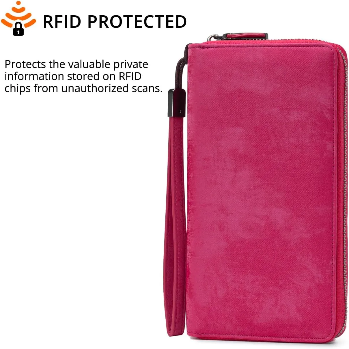 Bveyzi Women RFID Blocking Wallet Leather Zip Around Phone Clutch Large Capacity Ladies Travel Purse Wristlet