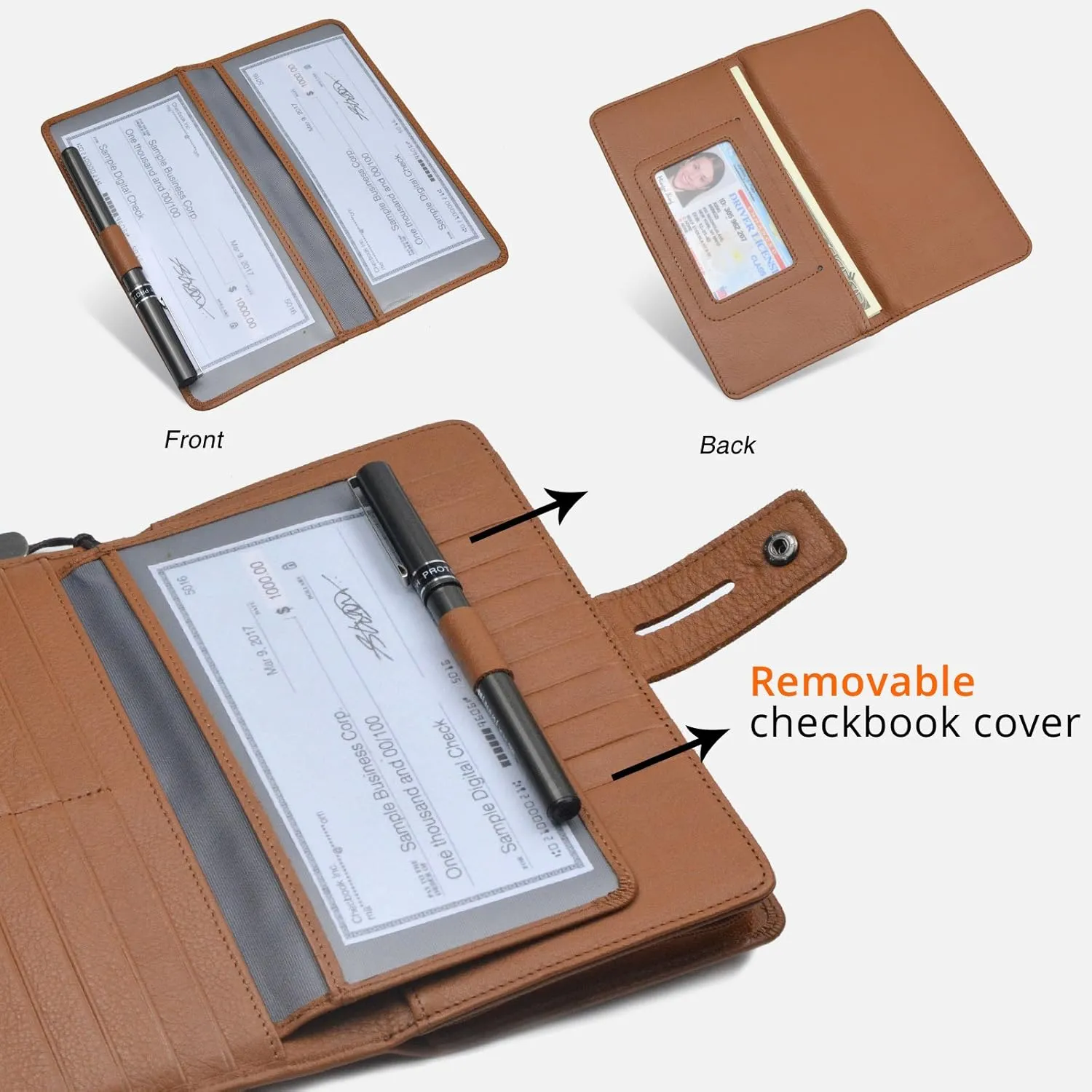 Bveyzi Women's Big Fat Rfid Leather Wristlet Wallet Organizer Large Phone Checkbook Holder with Zipper Pocket (Brown)