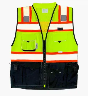 (C Vest For Mens Black Series Safety Vest With Zipper and Utility Pockets Premium Black Series Surveyors Vest (Extra Large, Yellow/Black)