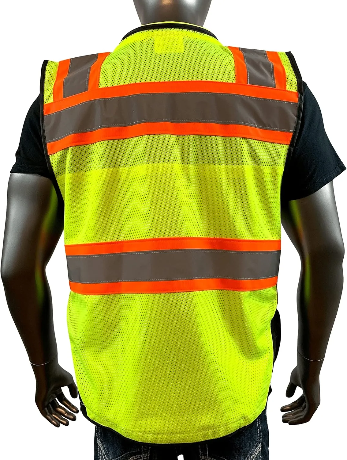 (C Vest For Mens Black Series Safety Vest With Zipper and Utility Pockets Premium Black Series Surveyors Vest (Extra Large, Yellow/Black)