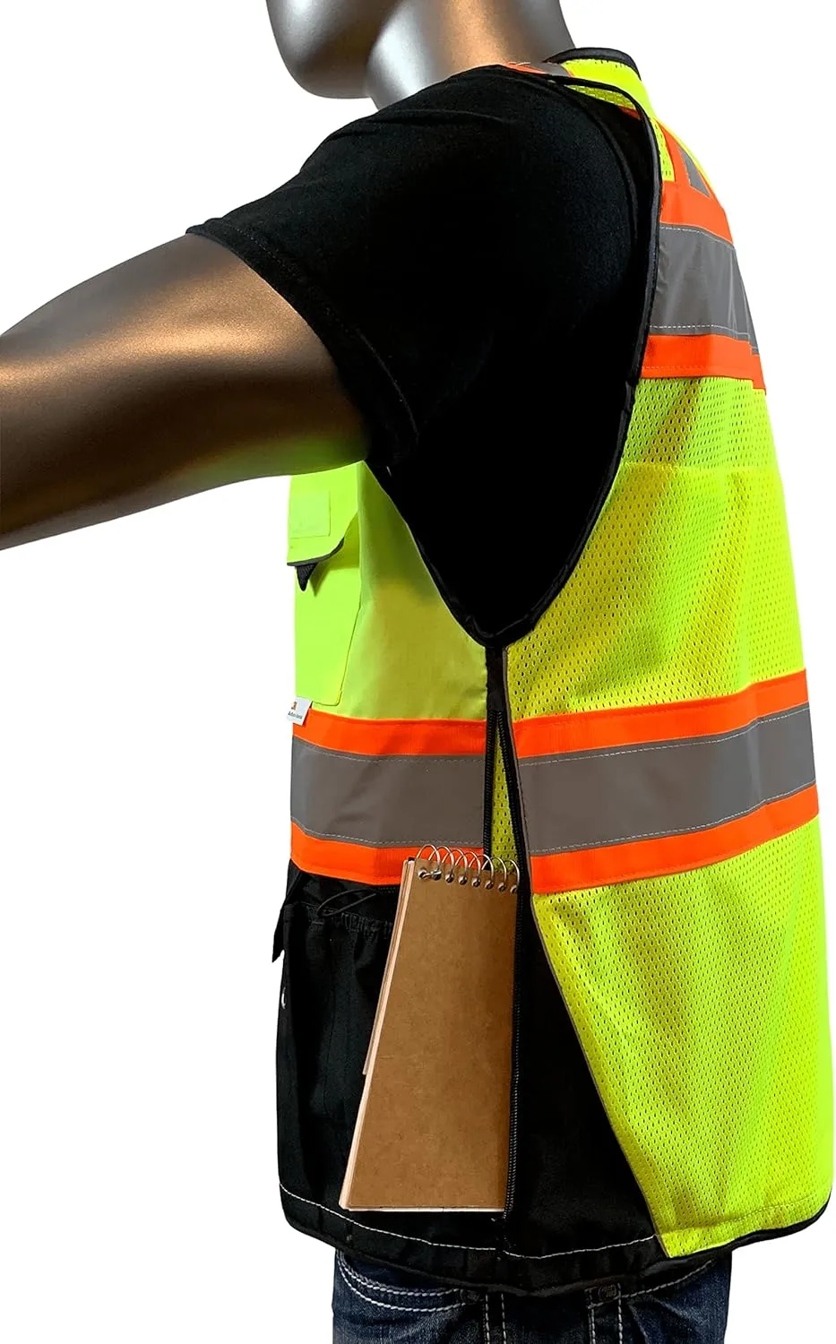 (C Vest For Mens Black Series Safety Vest With Zipper and Utility Pockets Premium Black Series Surveyors Vest (Extra Large, Yellow/Black)