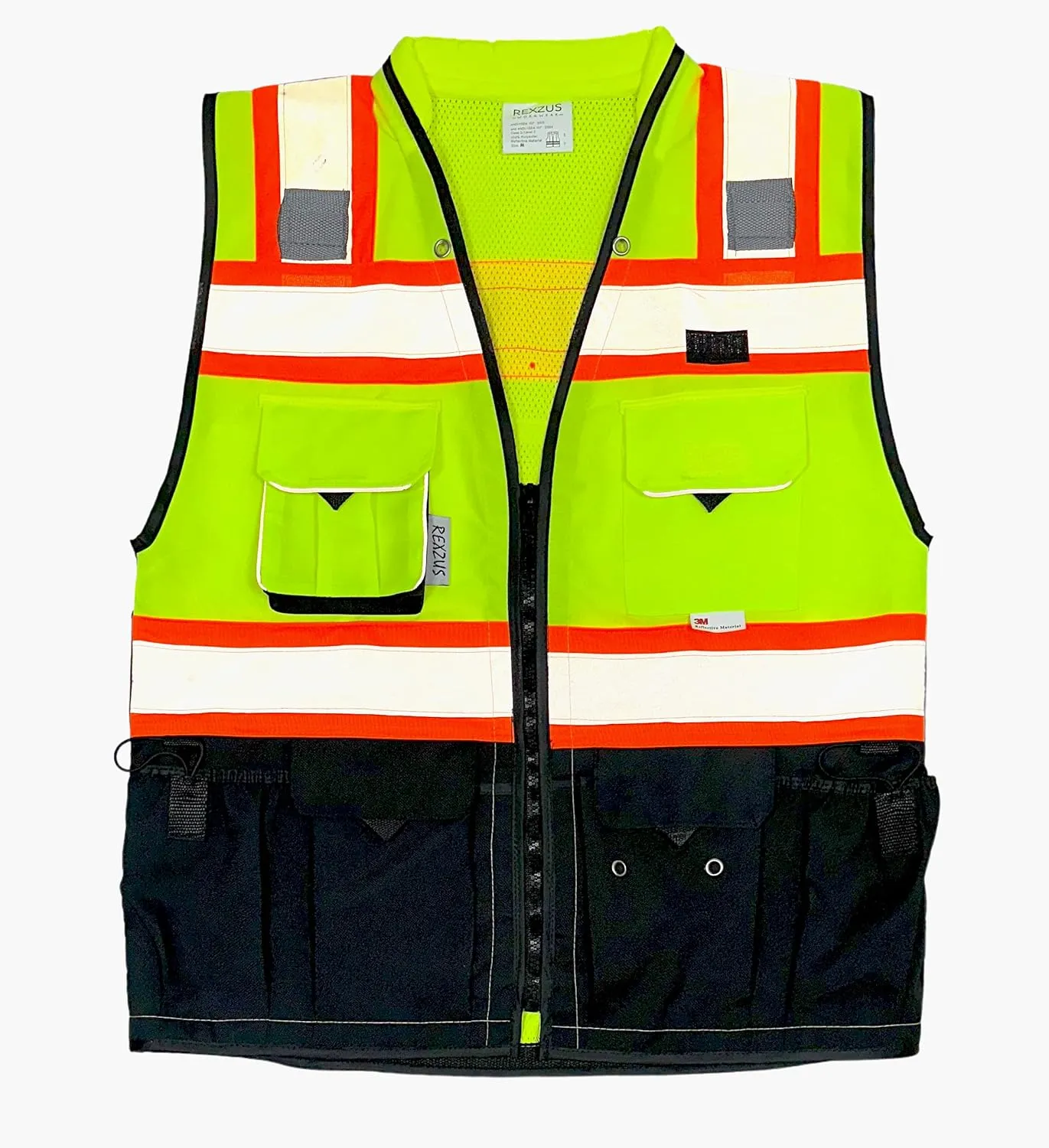 C Vest for Mens Safety Vest With Zipper and Utility Pockets Premium Black Series Surveyors Vest (Medium, Yellow/Black)