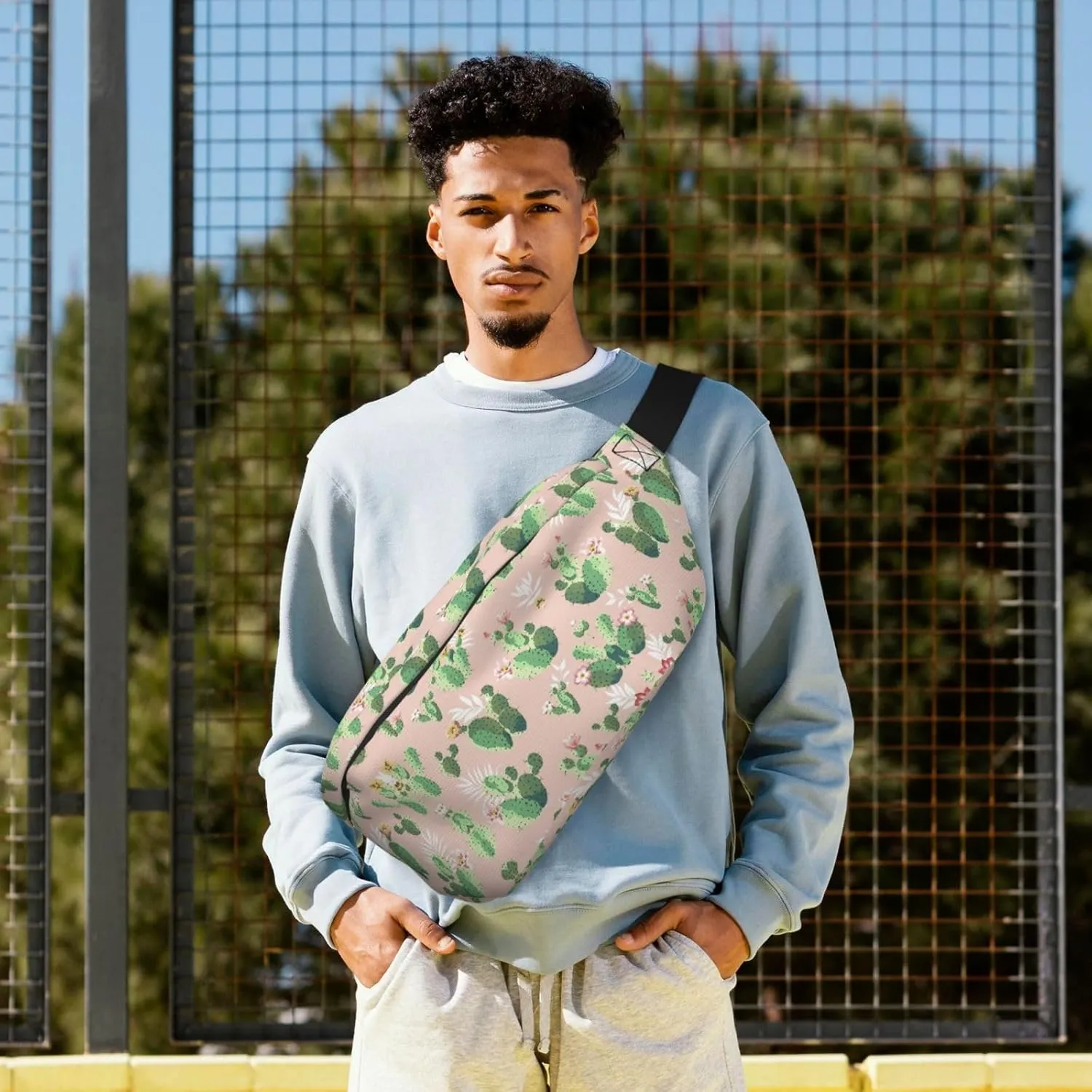 Cactus Pattern Multi-Purpose Fanny Pack and Crossbody Bag - High Capacity with Zipper Pockets, Ideal for Men and Women