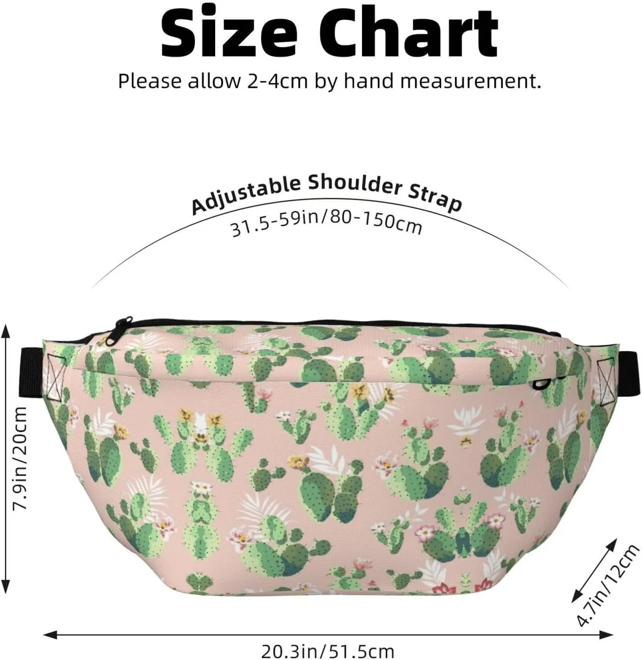 Cactus Pattern Multi-Purpose Fanny Pack and Crossbody Bag - High Capacity with Zipper Pockets, Ideal for Men and Women