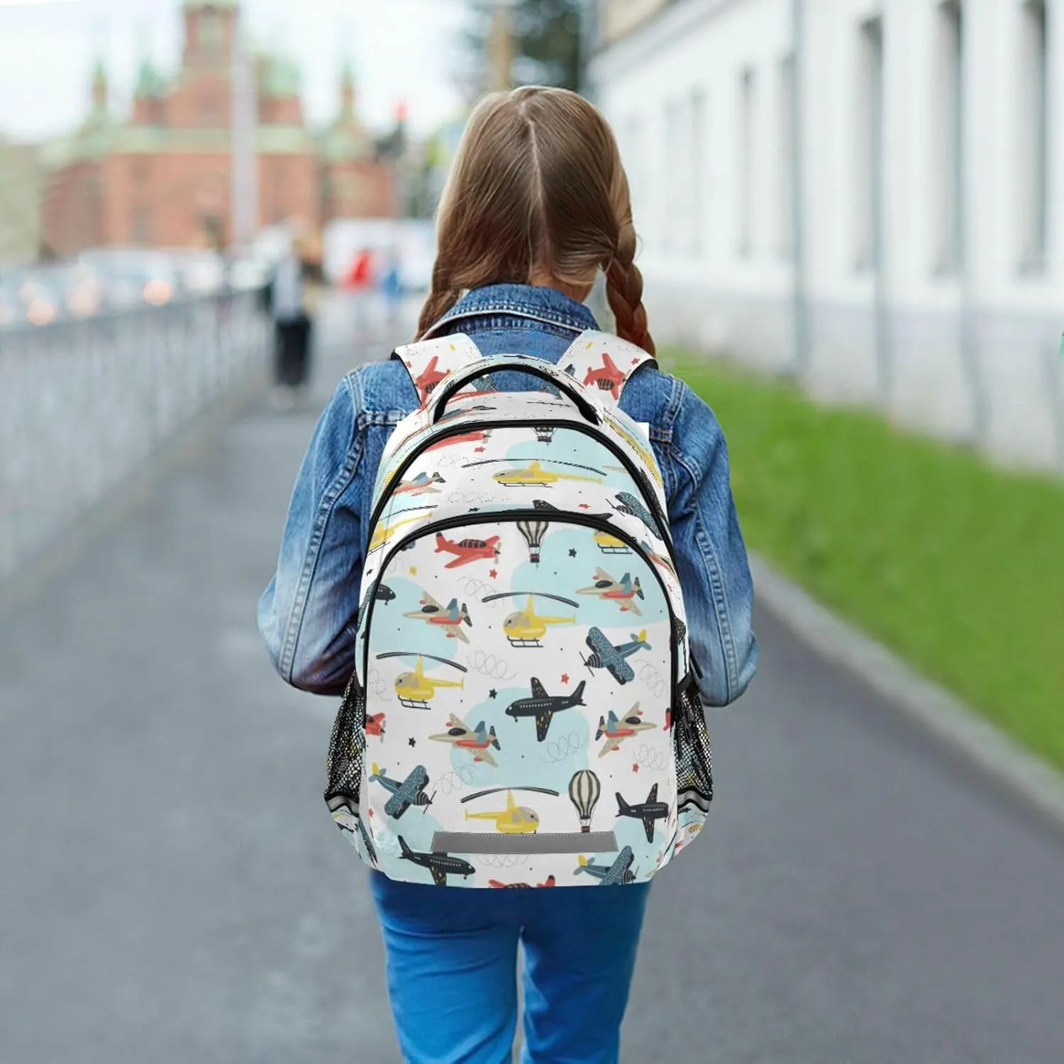 Caikeny Airplane Cars Kids Backpack Daypack College School Shoulder Bag Kawaii Travel Laptop Backpack Book Bag for Kids