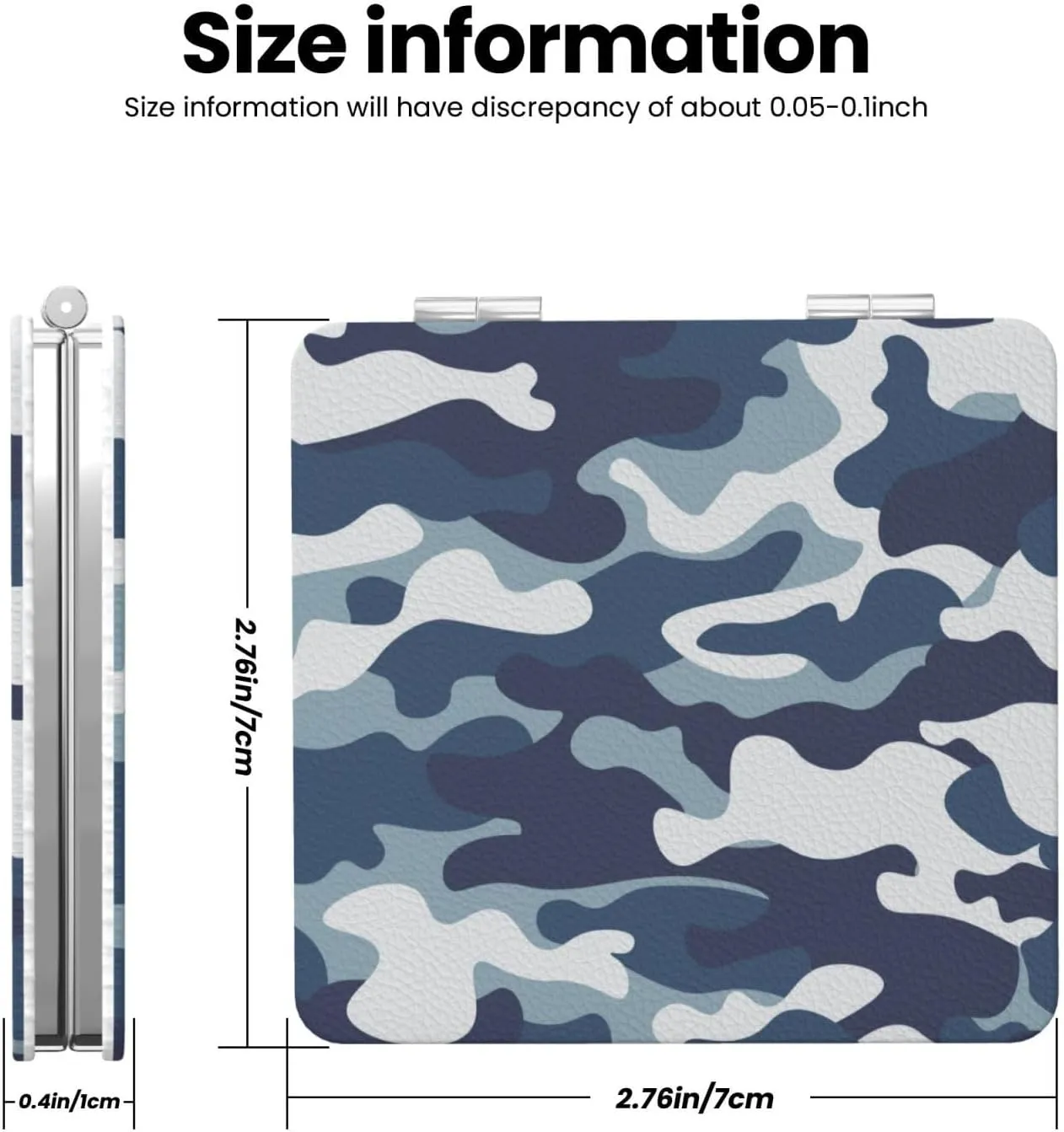 Camouflage Pattern Blue Women Small Pocket Mirror Travel Cosmetic Mirror Folding Handheld Makeup Mirror
