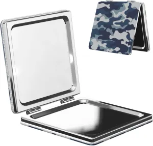 Camouflage Pattern Blue Women Small Pocket Mirror Travel Cosmetic Mirror Folding Handheld Makeup Mirror