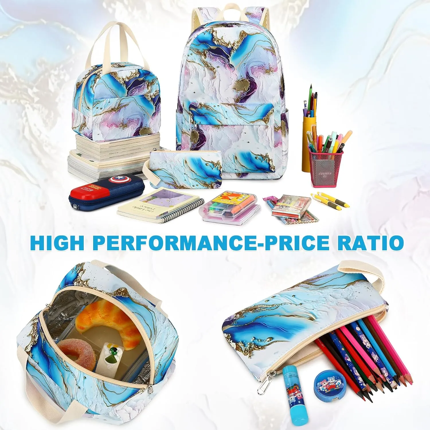 CAMTOP Backpack for girls backpack with lunch box set kids backpack for School Bookbag