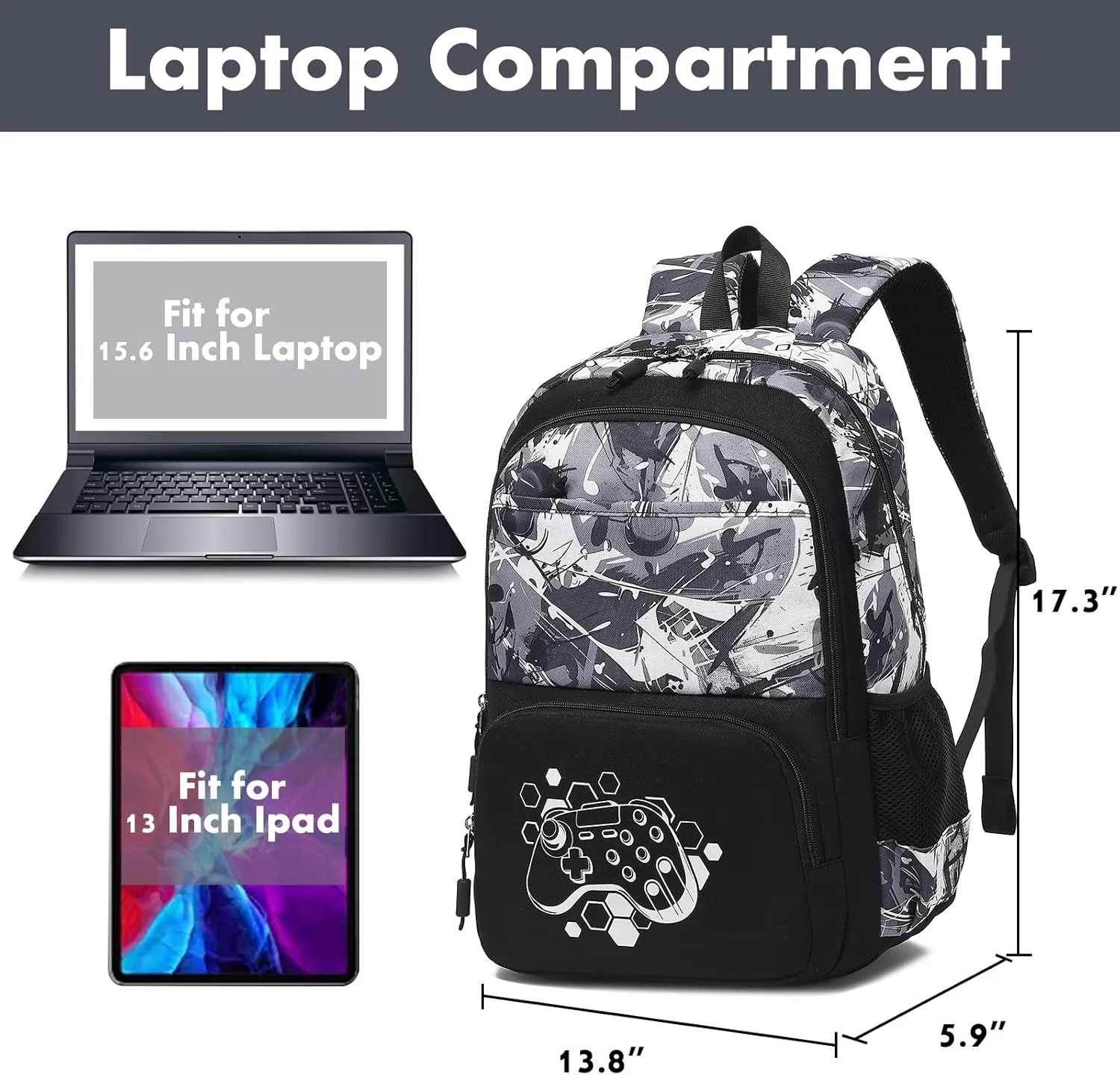 CAMTOP School Backpack for Boys Kids Bookbags Cool Camo Prints Elementary School Bags Travel Back Pack