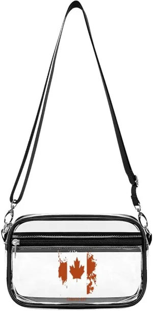 Canada Day Fashion Clear Crossbody Bags Stadium Approved Shoulder Purse for Concerts Sports Events Festival