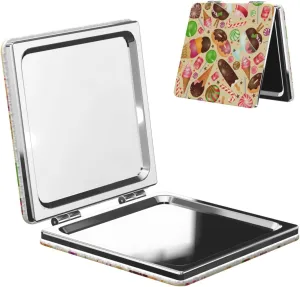 Candy Sweet Donut Ice Cream Women Small Pocket Makeup Mirror Compact Portable Folding Handheld Makeup Mirror