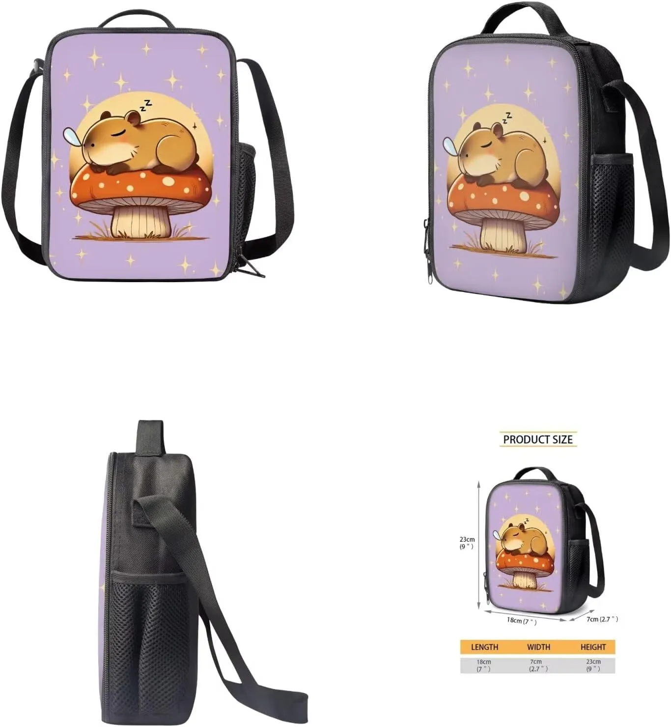 Capybara Backpack Set for Girls School Backpacks 4 Pcs Set Cute Bookbags for 5th Grade Girls Elementary School Bag with Lunchbox Pencil Case Water Bottle Sleeve for Students