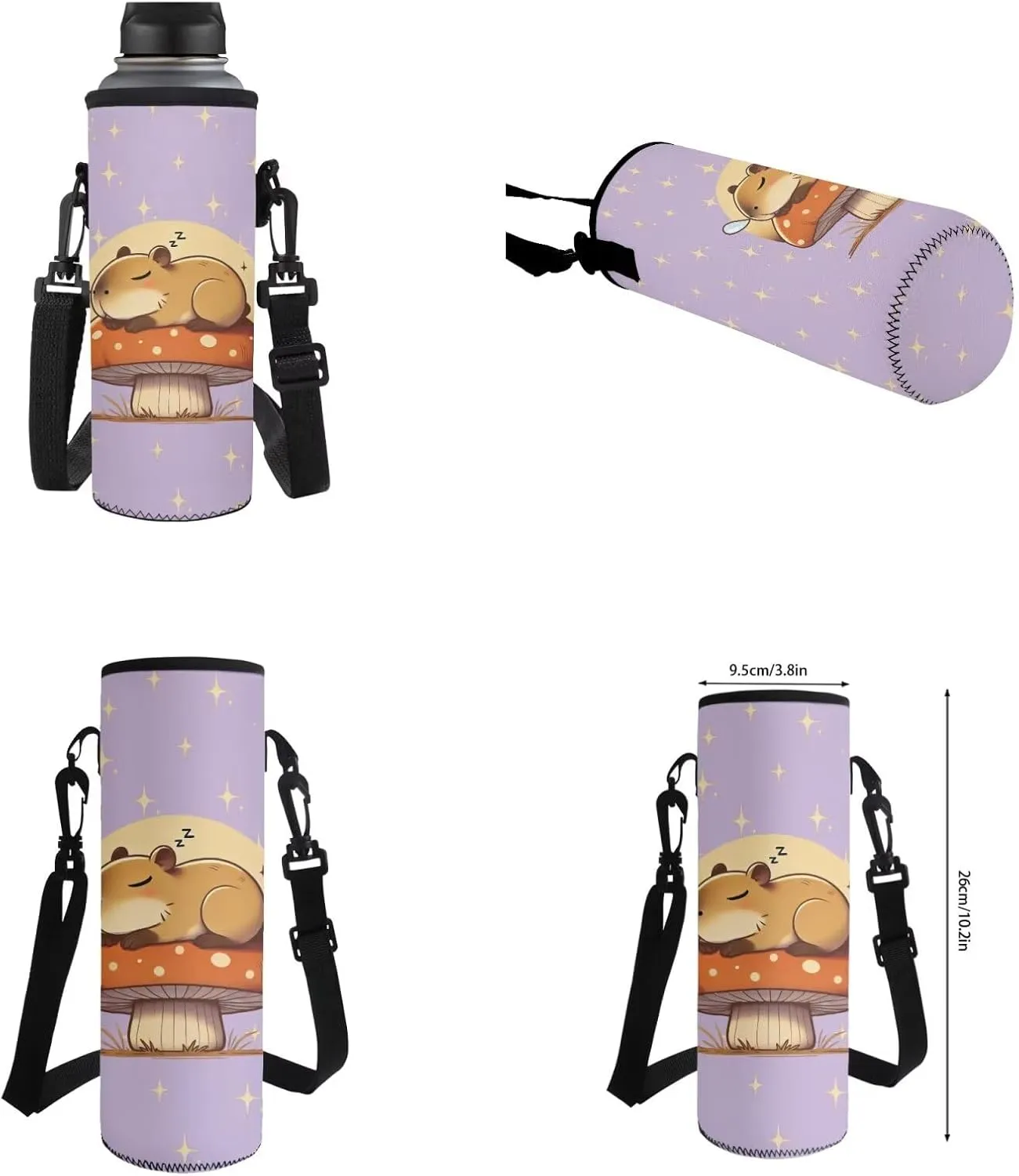 Capybara Backpack Set for Girls School Backpacks 4 Pcs Set Cute Bookbags for 5th Grade Girls Elementary School Bag with Lunchbox Pencil Case Water Bottle Sleeve for Students