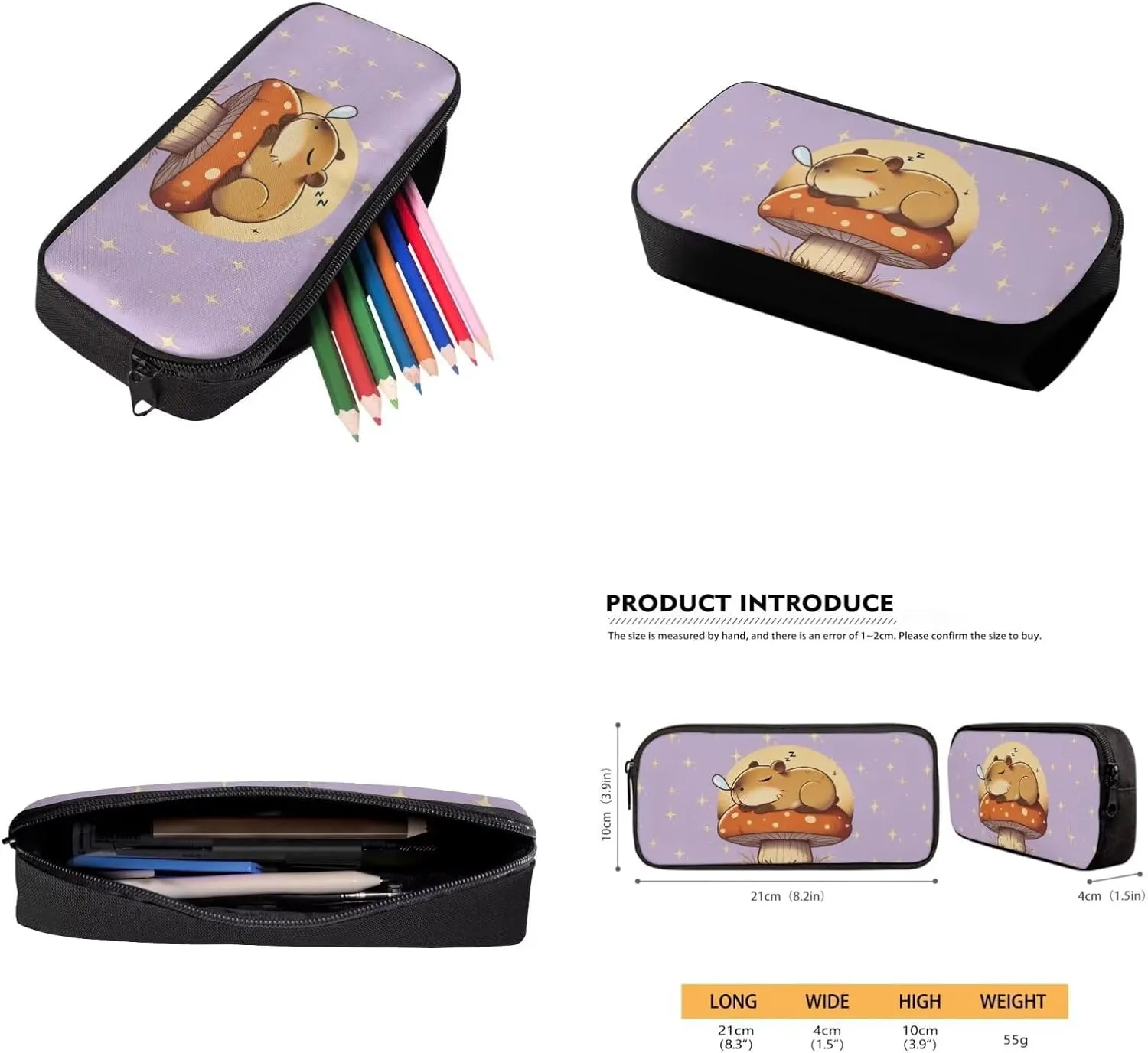 Capybara Backpack Set for Girls School Backpacks 4 Pcs Set Cute Bookbags for 5th Grade Girls Elementary School Bag with Lunchbox Pencil Case Water Bottle Sleeve for Students