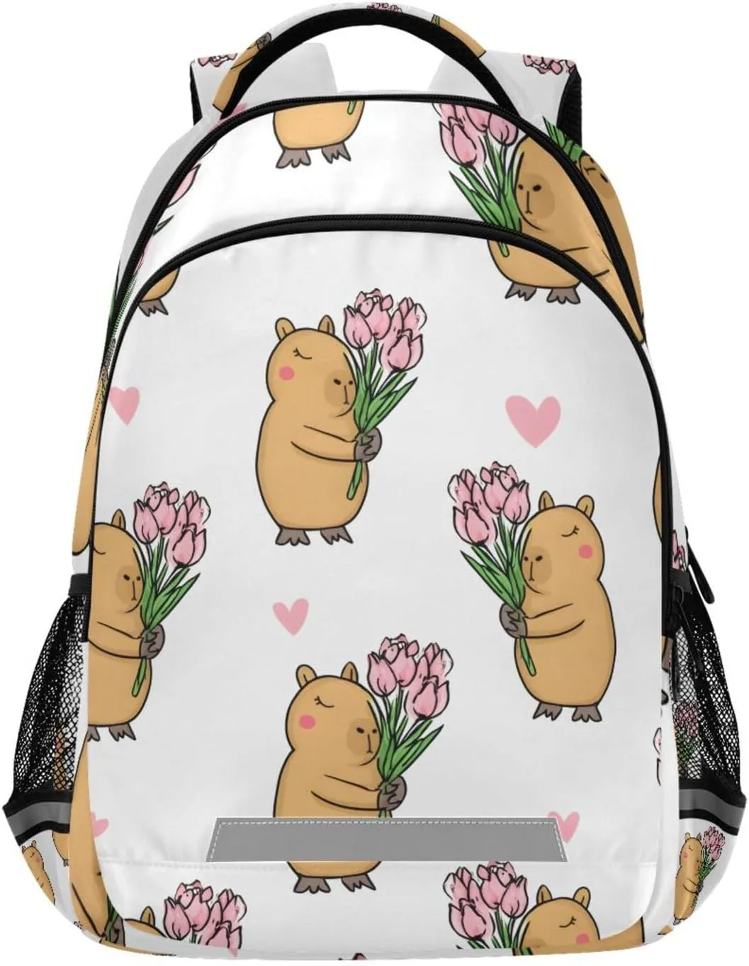Capybara Tulip Backpack for Girls Boys School Bookbag Kids Daypack Lightweight Laptop Backpack Back to School Supplies