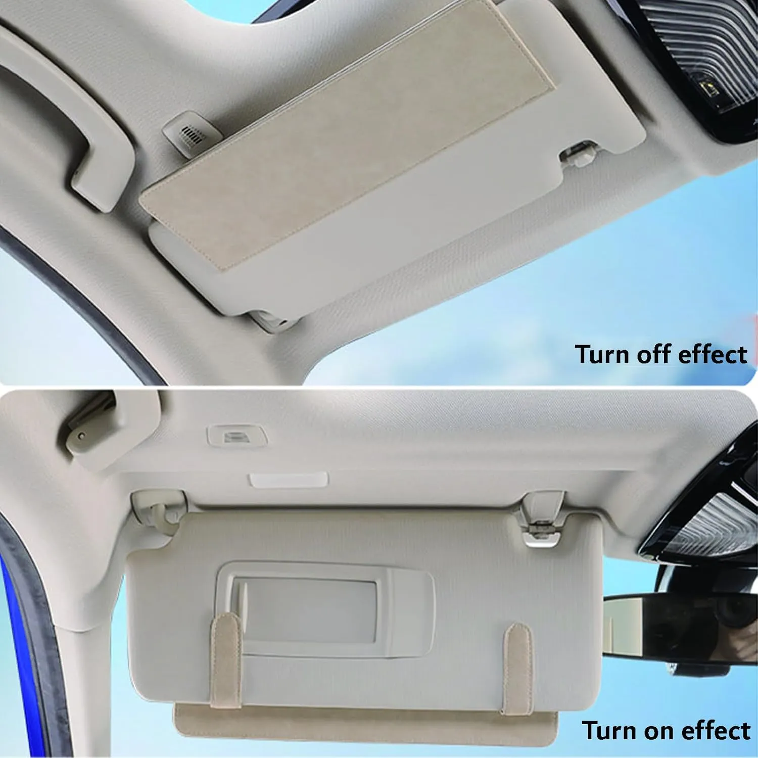 Car Sun Visor Extender for Mercedes-Benz C-Class Cabriolet W205 Facelift 2019-2023 UV Protection Anti-Glare Sun Blocker,Adjustable Stable Car Sun Visor Extension Clip,Beige-with Storage Bag