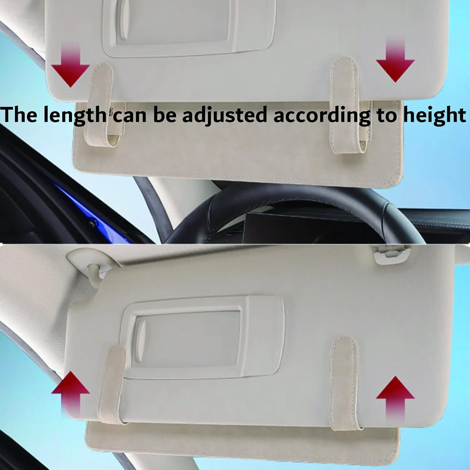 Car Sun Visor Extender for Mercedes-Benz C-Class Cabriolet W205 Facelift 2019-2023 UV Protection Anti-Glare Sun Blocker,Adjustable Stable Car Sun Visor Extension Clip,Beige-with Storage Bag