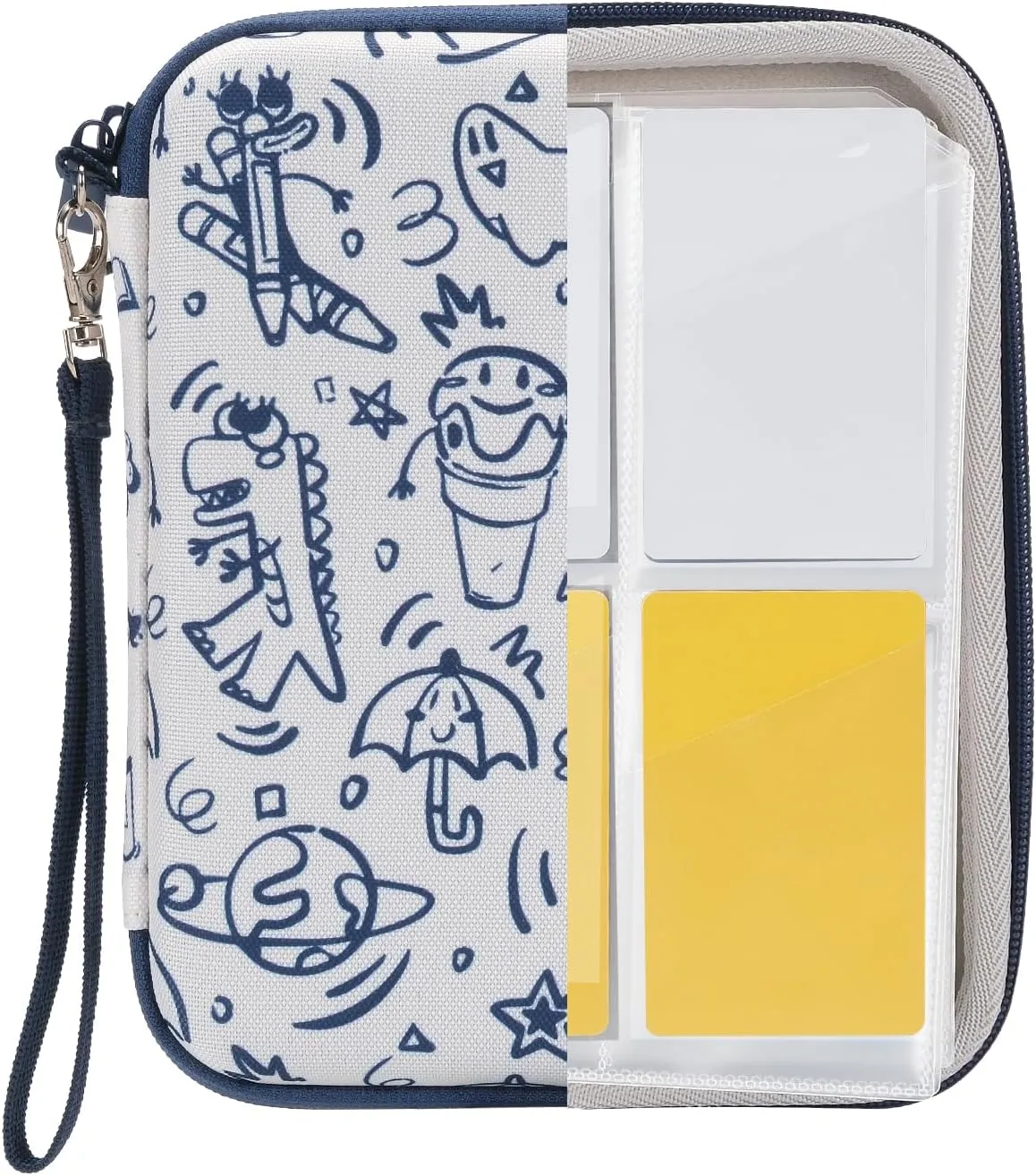 Card Case for Yoto cards, Soft Portable Folder with Zipper & 80 Pockets Player & Mini Audiobook Cards, Card Binder Holder with Sleeves for Travel (Draw it yourself)