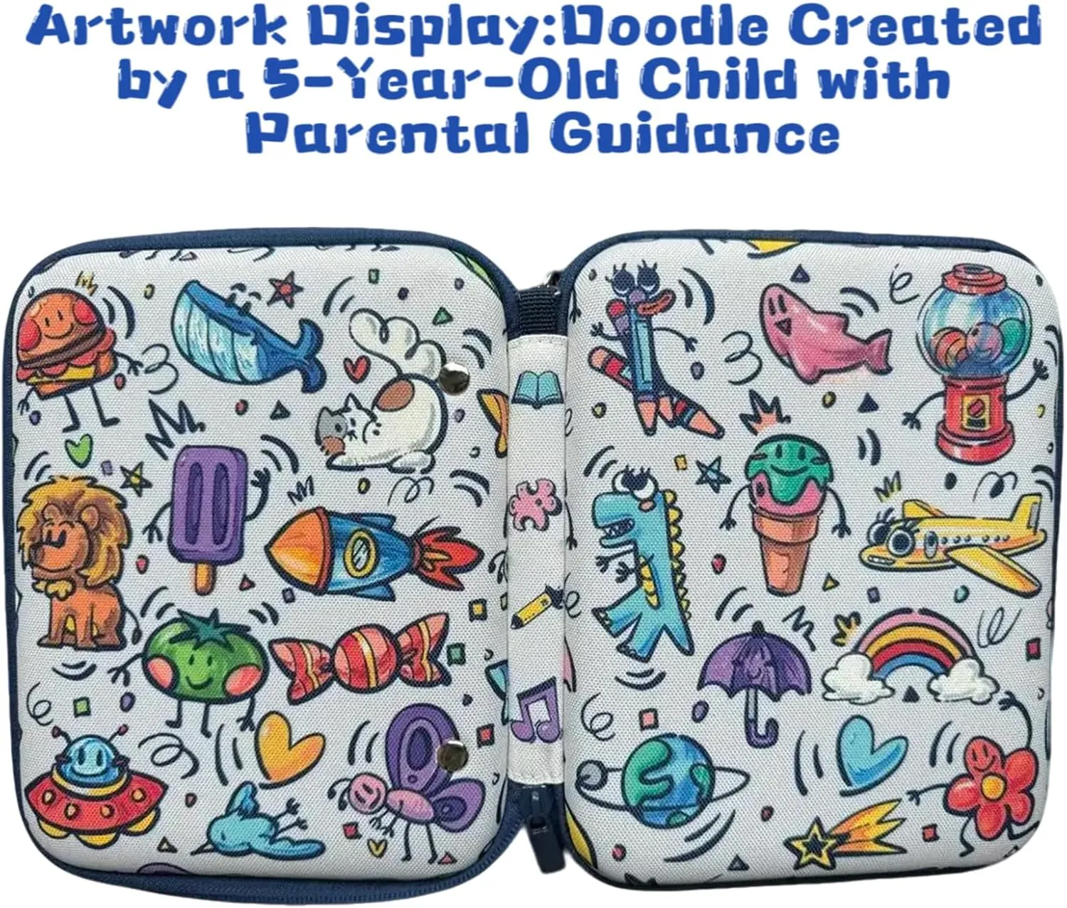 Card Case for Yoto cards, Soft Portable Folder with Zipper & 80 Pockets Player & Mini Audiobook Cards, Card Binder Holder with Sleeves for Travel (Draw it yourself)
