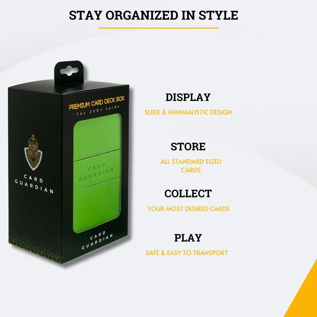 Card Guardian - Premium Double Deck Box (Lime Green) for 200  cards Trading Card Games TCG Perfect for Magic the gathering (MTG), Commander Deck, Yugioh Deck Box, Sports Card Storage Boxes
