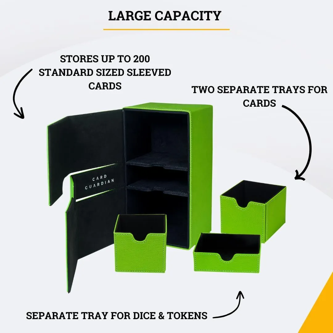 Card Guardian - Premium Double Deck Box (Lime Green) for 200  cards Trading Card Games TCG Perfect for Magic the gathering (MTG), Commander Deck, Yugioh Deck Box, Sports Card Storage Boxes