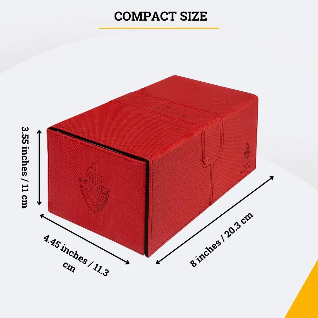 Card Guardian - Premium Double Deck Box (Red) for 200  cards Trading Card Games TCG Perfect for Magic the gathering (MTG), Commander Deck, Yugioh Deck Box, Sports Card Storage Boxes