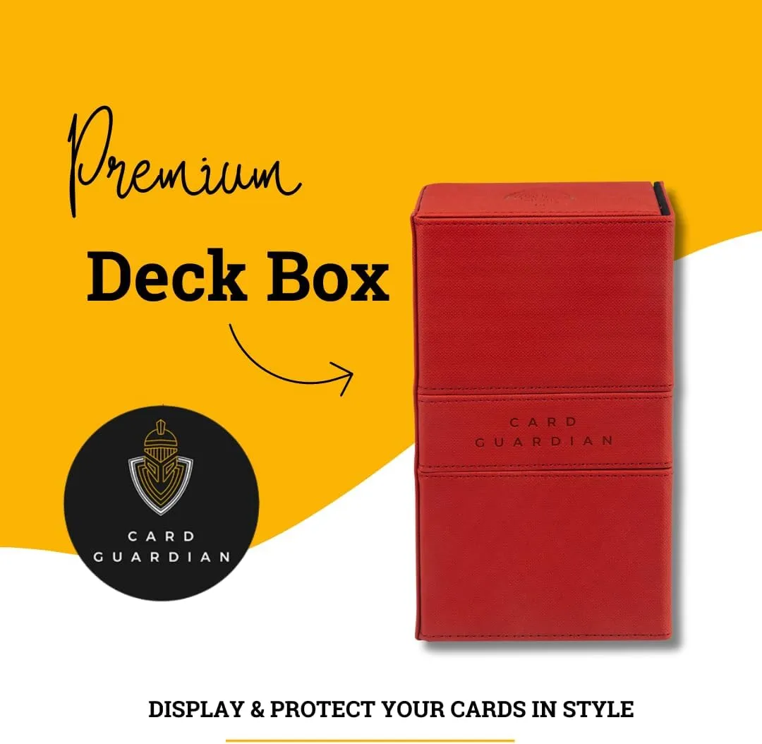 Card Guardian - Premium Double Deck Box (Red) for 200  cards Trading Card Games TCG Perfect for Magic the gathering (MTG), Commander Deck, Yugioh Deck Box, Sports Card Storage Boxes