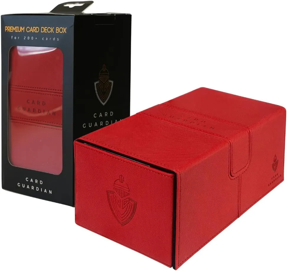 Card Guardian - Premium Double Deck Box (Red) for 200  cards Trading Card Games TCG Perfect for Magic the gathering (MTG), Commander Deck, Yugioh Deck Box, Sports Card Storage Boxes