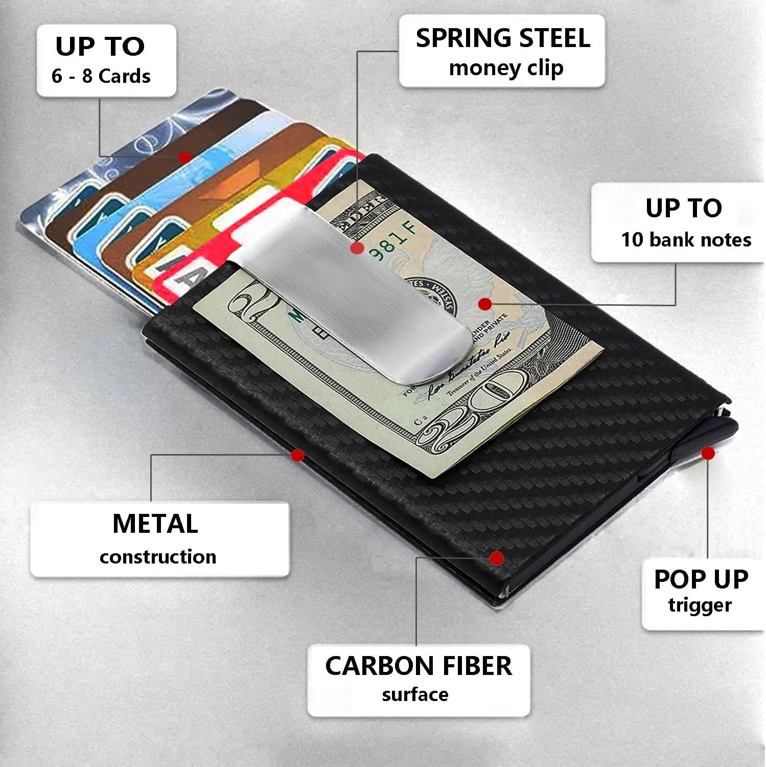 Card Holder, Men Credit Card Holder, Slim Card Case Front Pocket Anti-theft-RFID Auto Pop up Travel Thin Wallets for Men