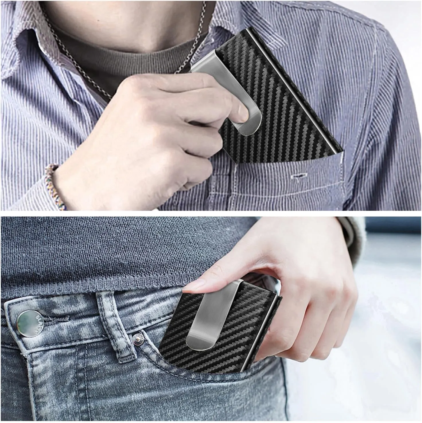 Card Holder, Men Credit Card Holder, Slim Card Case Front Pocket Anti-theft-RFID Auto Pop up Travel Thin Wallets for Men
