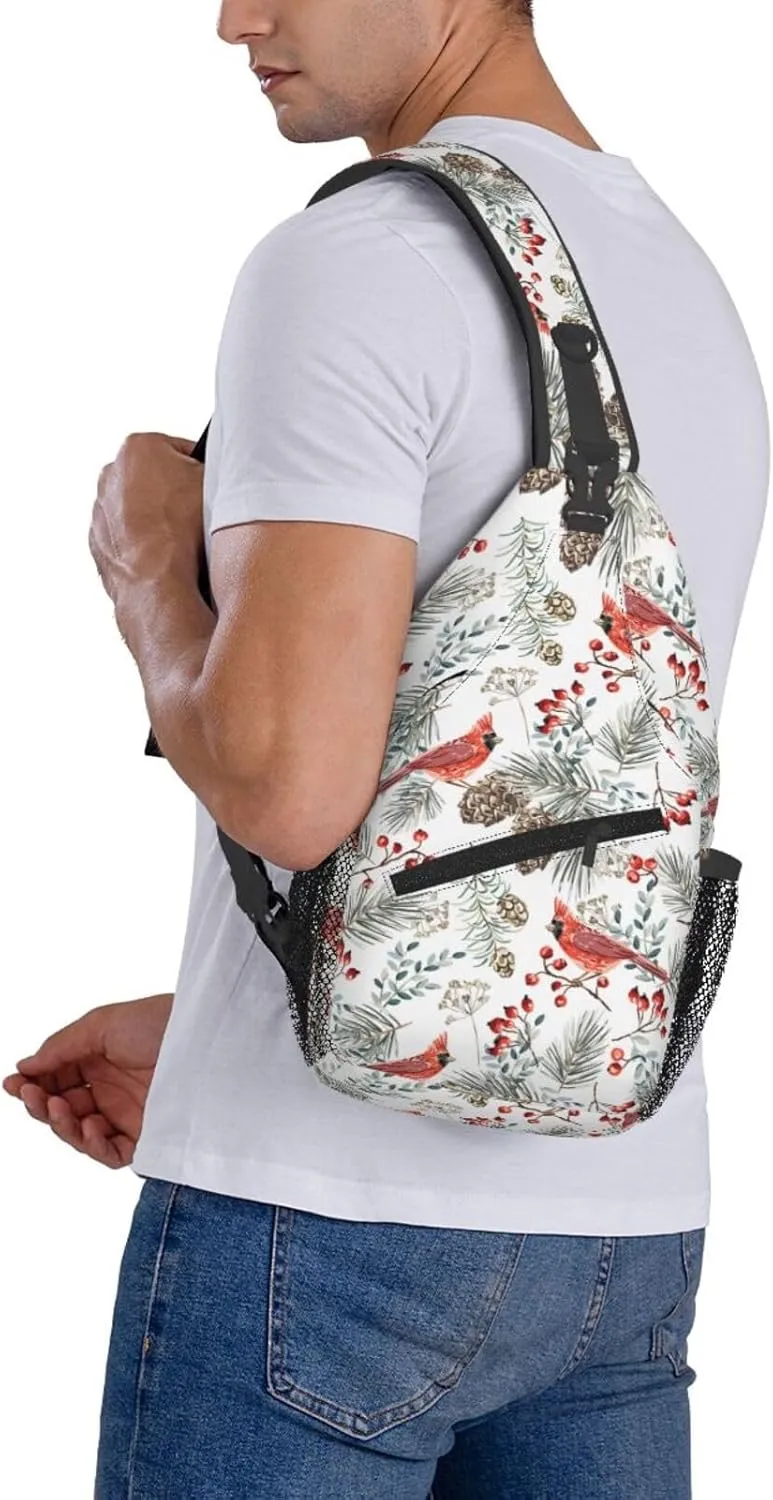 Cardinal Birds Sling Backpack Chest Bag Crossbody Shoulder Bag Gym Cycling Travel Hiking Daypack For Men Women