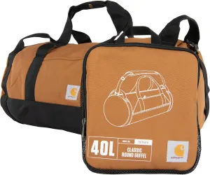 Carhartt Classic Round Duffel with Utility Pouch, Heavy-Duty, Water-Resistant Packable Gear Bag for Jobsite, Gym, and Travel