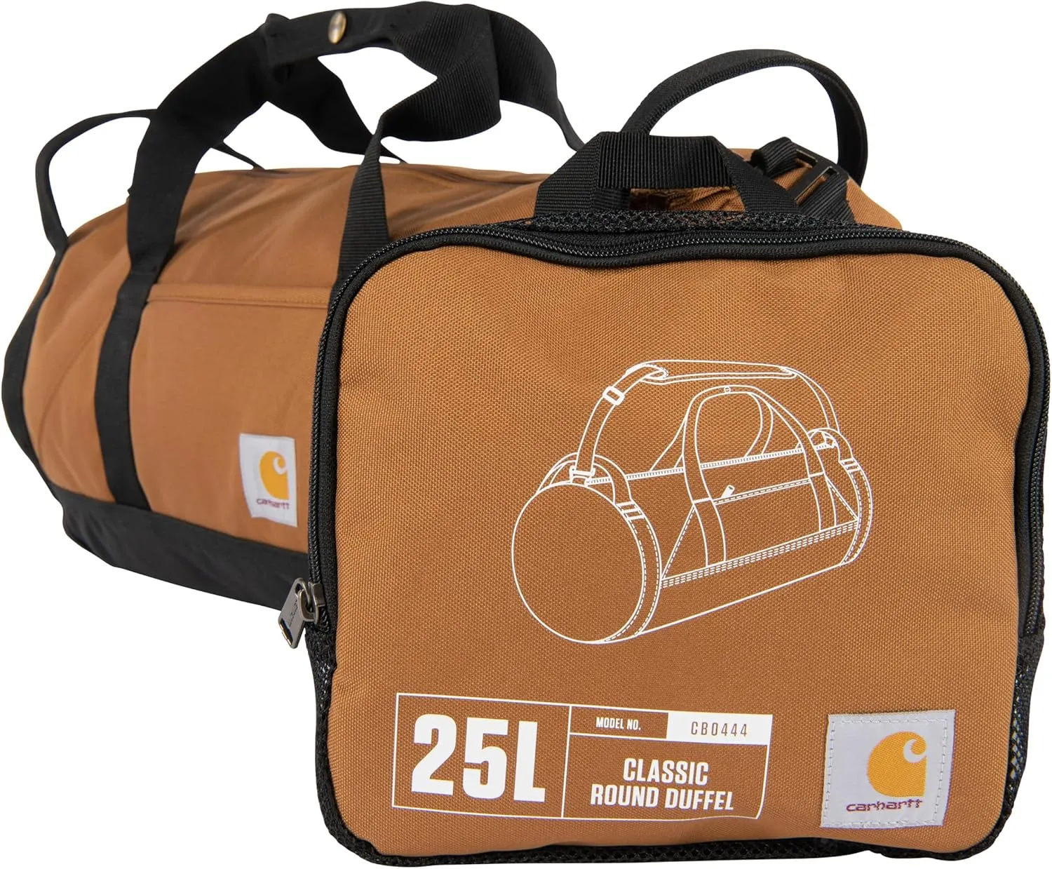 Carhartt Classic Round Duffel with Utility Pouch, Heavy-Duty, Water-Resistant Packable Gear Bag for Jobsite, Gym, and Travel