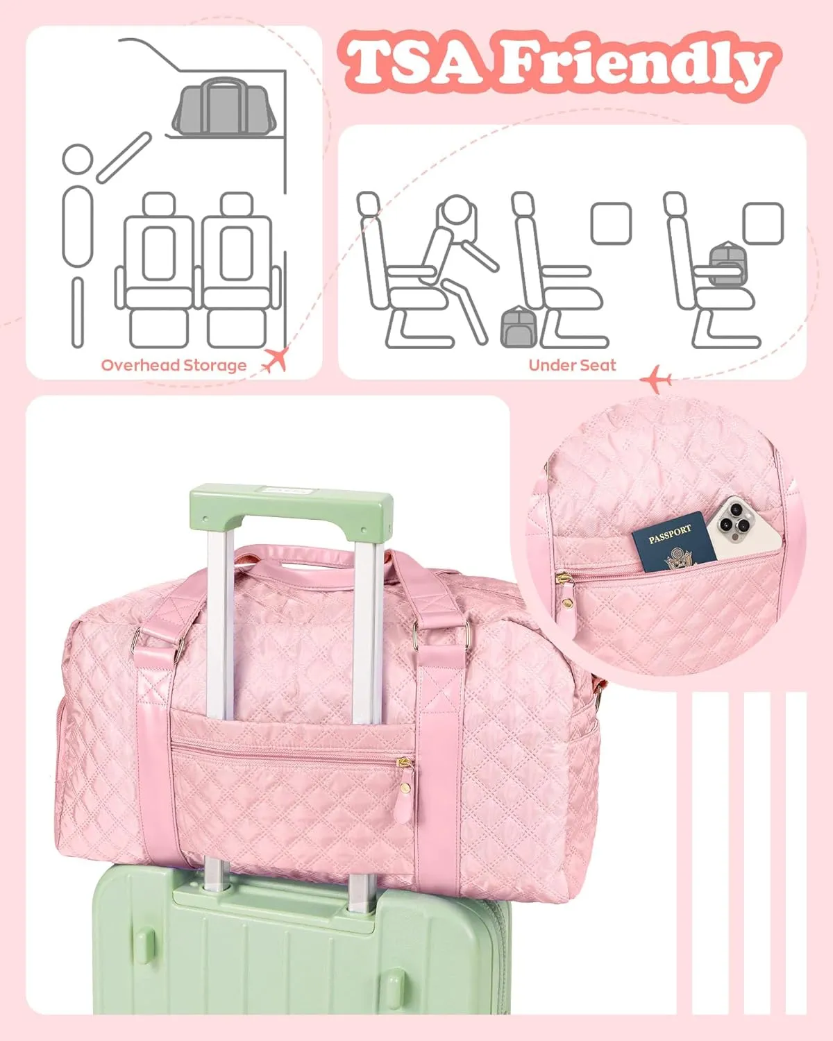 Carry on Bag Girls, Birthday Gifts Teen Girl Gift, Initial Travel Duffel Bag, Overnight Bag Girlfriend Birthday Kids Gifts, Gifts for Women, Mom, Sister, Teacher, Teen Girls