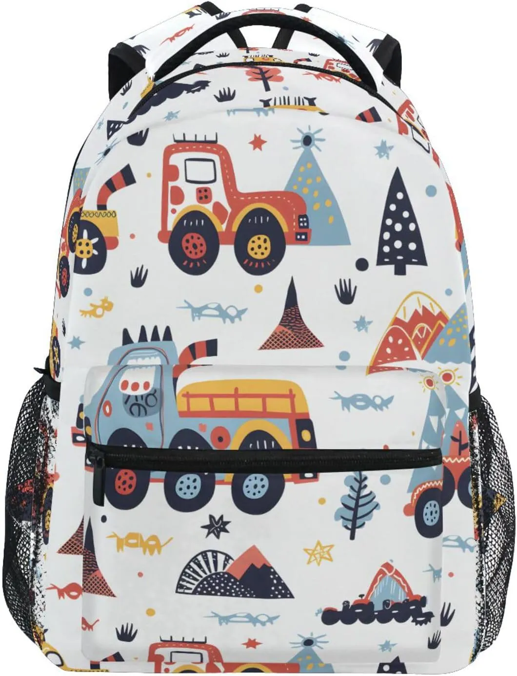 Cars Trucks Mountains Backpack 3rd 4th 5th Grade School Bookbag Travel Laptop Daypack Bag Purse for Boys Girls Teens