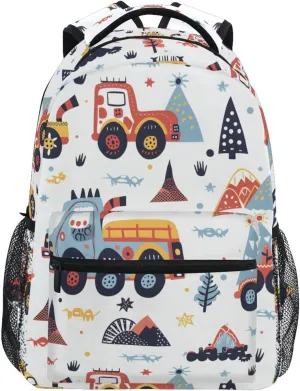 Cars Trucks Mountains Backpack 3rd 4th 5th Grade School Bookbag Travel Laptop Daypack Bag Purse for Boys Girls Teens
