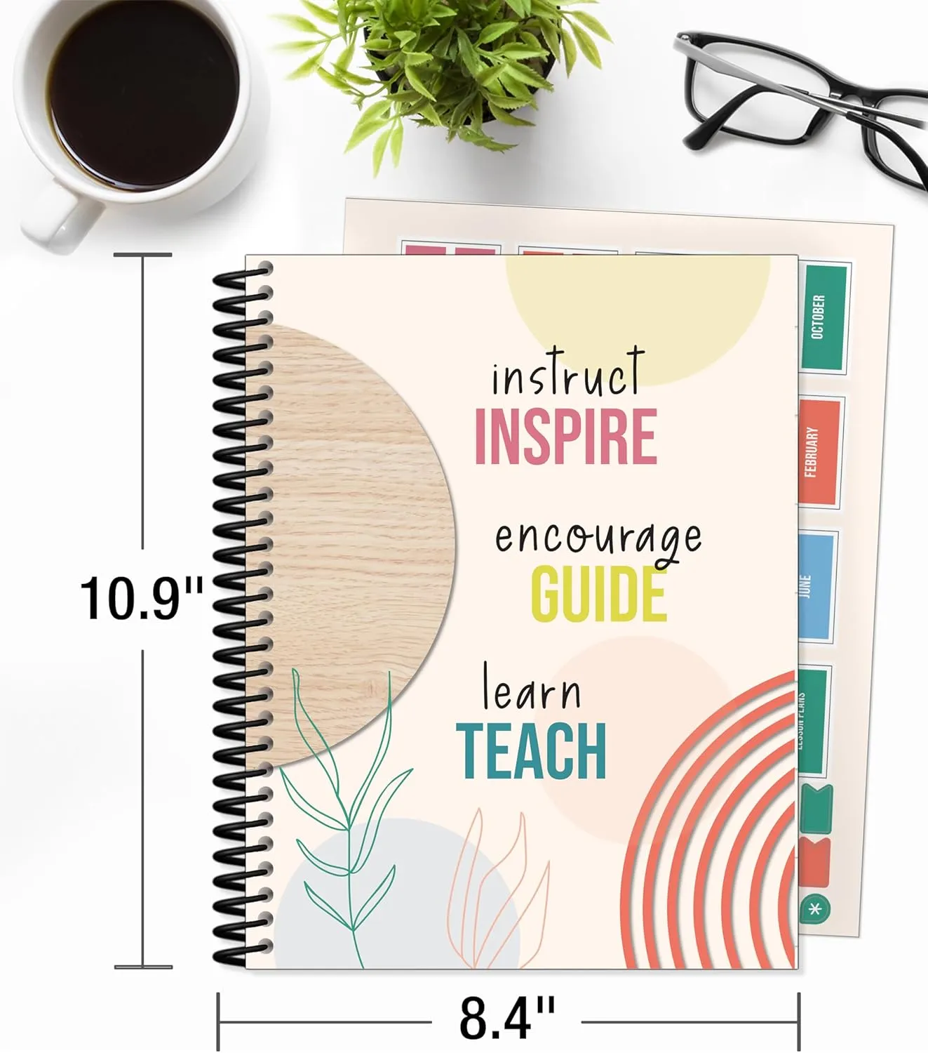 Carson Dellosa True to You Teacher Planner, 8" x 11" Modern, Spiral Bound Lesson Plan Book With Stickers, Checklist, Notes, Neutral Theme School Supplies for Classroom Organization