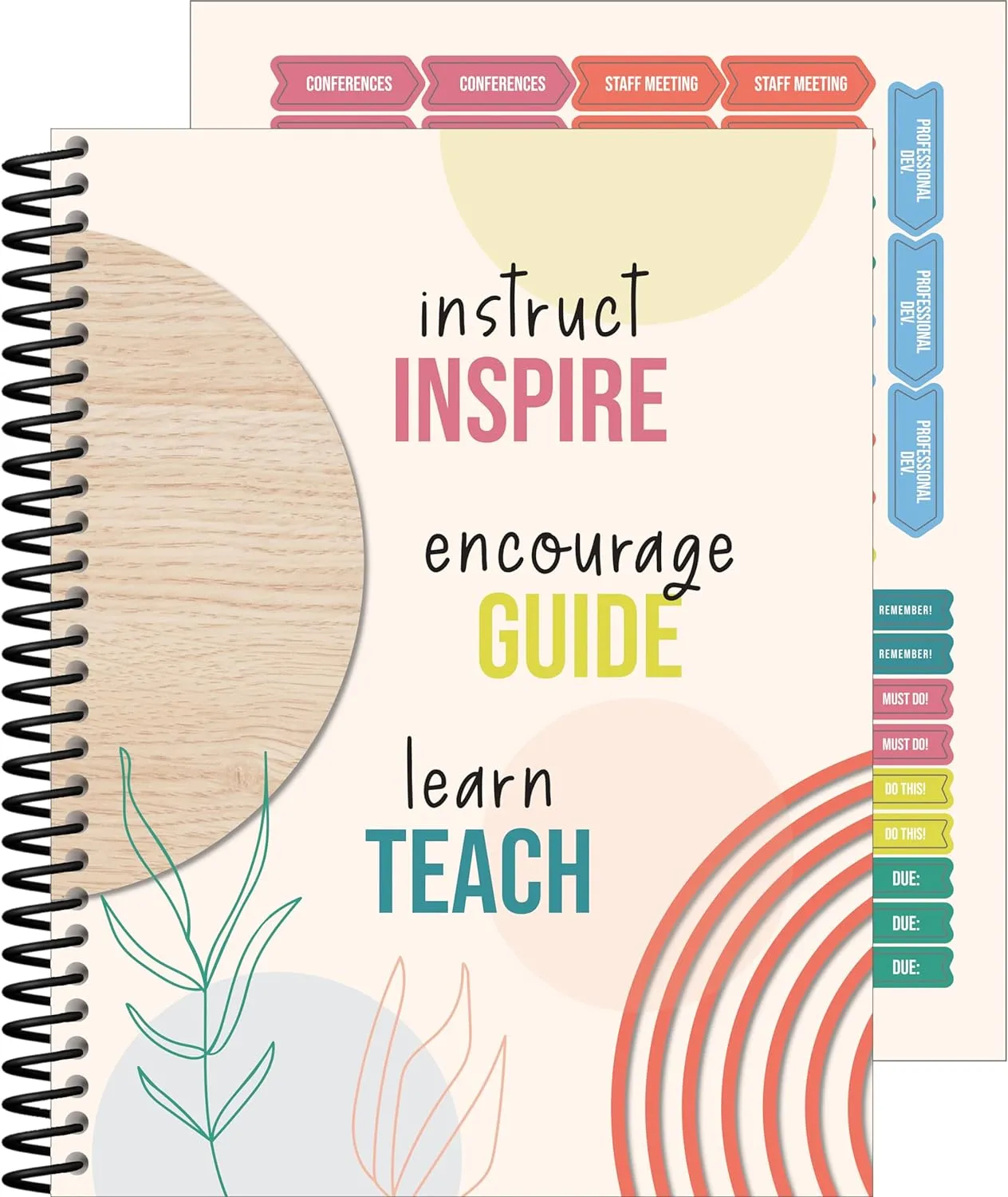Carson Dellosa True to You Teacher Planner, 8" x 11" Modern, Spiral Bound Lesson Plan Book With Stickers, Checklist, Notes, Neutral Theme School Supplies for Classroom Organization