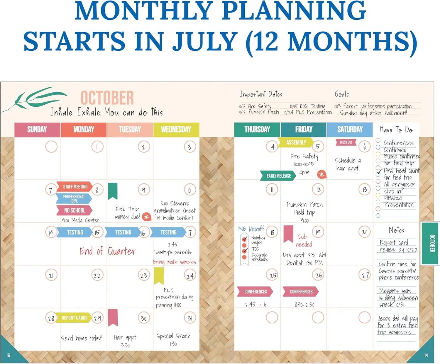 Carson Dellosa True to You Teacher Planner, 8" x 11" Modern, Spiral Bound Lesson Plan Book With Stickers, Checklist, Notes, Neutral Theme School Supplies for Classroom Organization