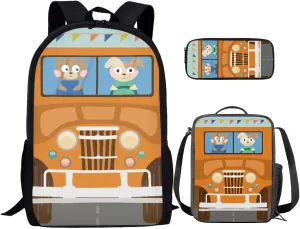 Cartoon Animal Kids' Backpacks Car Boys Backpacks with Lunch Boxes for Kids Girls Big Capacity Kids Backpacks School Bag for Girls Teenagers Company Outside Sports Travel