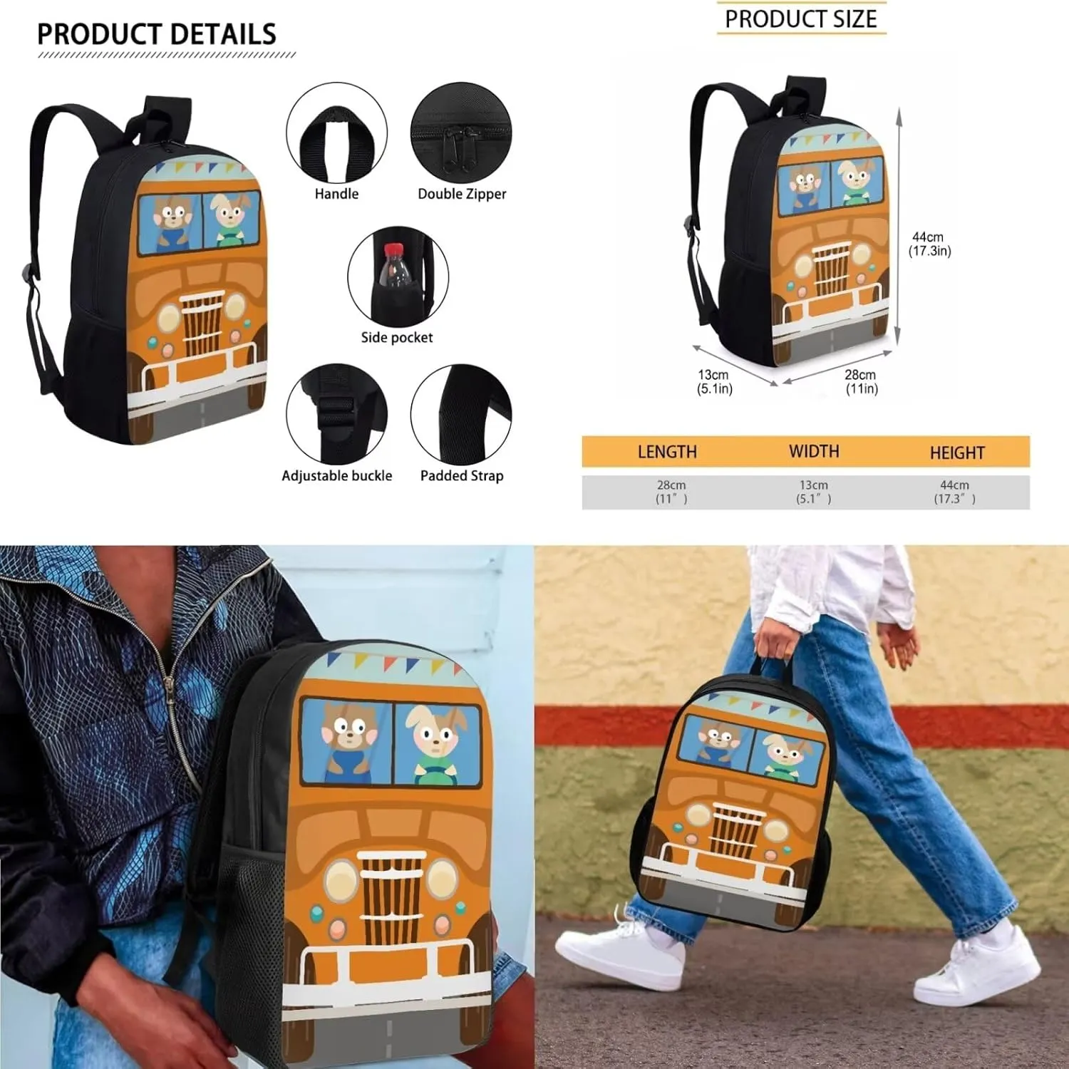 Cartoon Animal Kids' Backpacks Car Boys Backpacks with Lunch Boxes for Kids Girls Big Capacity Kids Backpacks School Bag for Girls Teenagers Company Outside Sports Travel