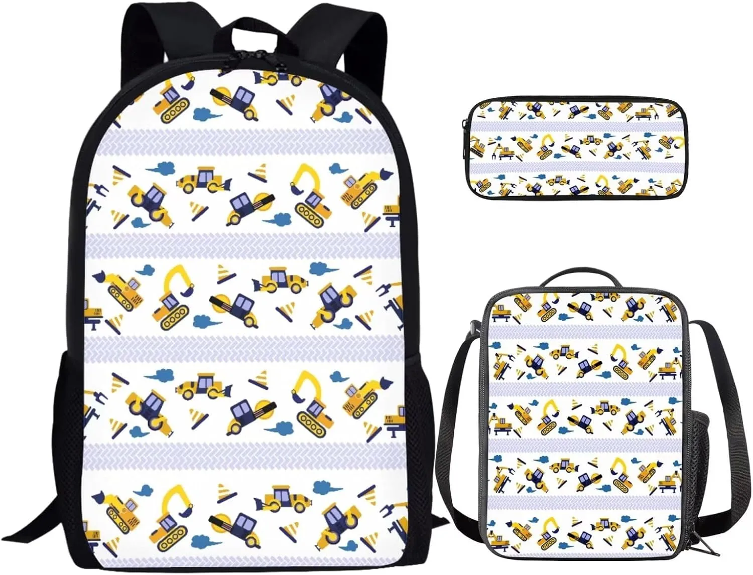 Cartoon Car Backpack for Boys with Lunch Bag Anti-Theft Kids School Backpack Girls Bookbag with Lunch Box MultiPurpose Pencil Case for Girls Teens Gift for Girls Picnic